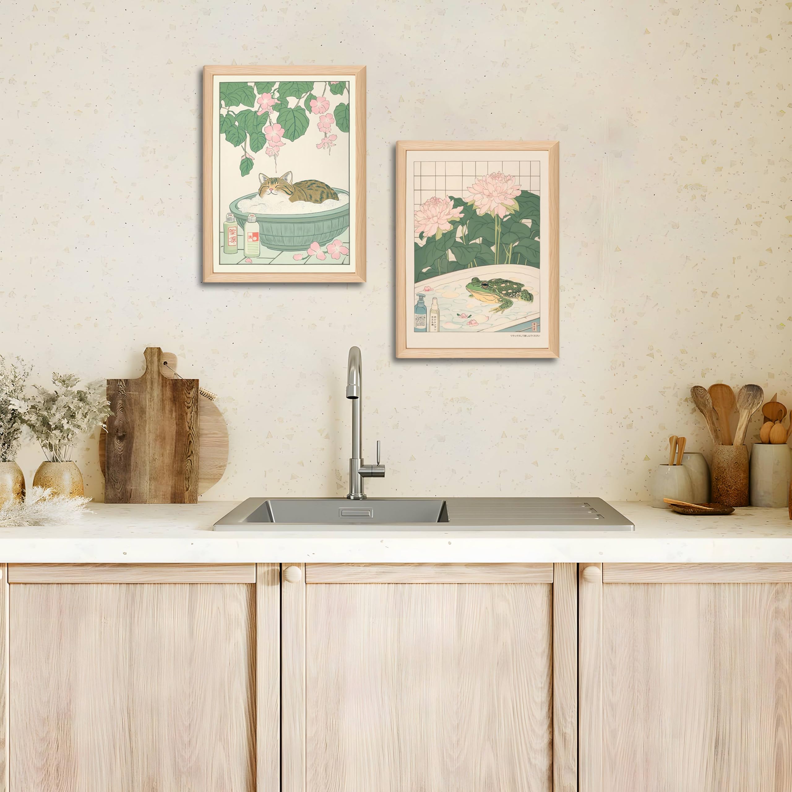 Riveda two-piece wall art set brings whimsy and balance to bathrooms