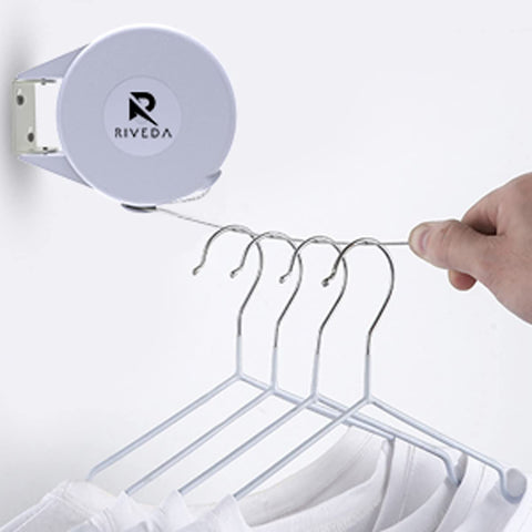 Riveda retractable clothesline installation kit shown, quick setup for home use.