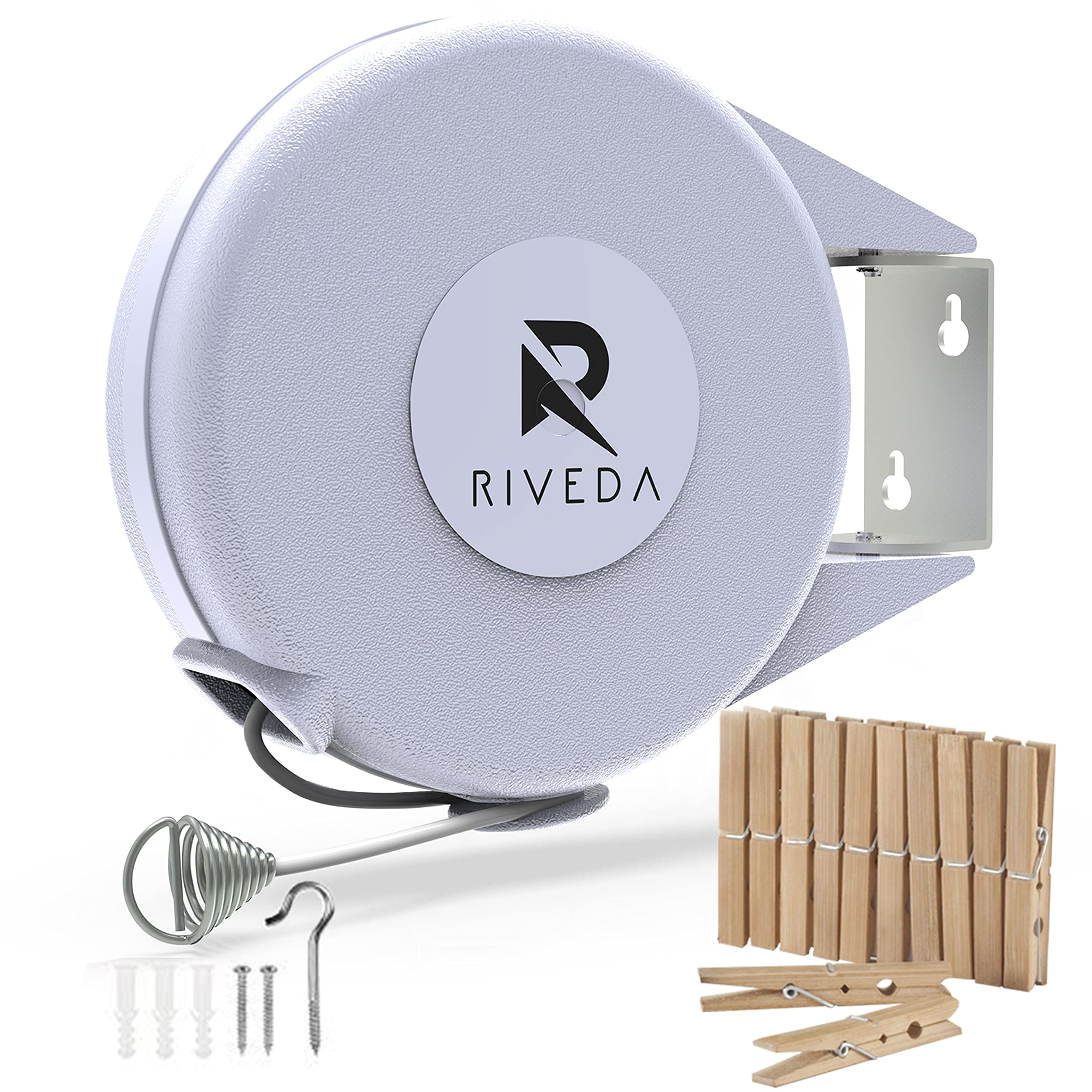 Riveda retractable clothesline indoors in use, saving space while drying clothes.