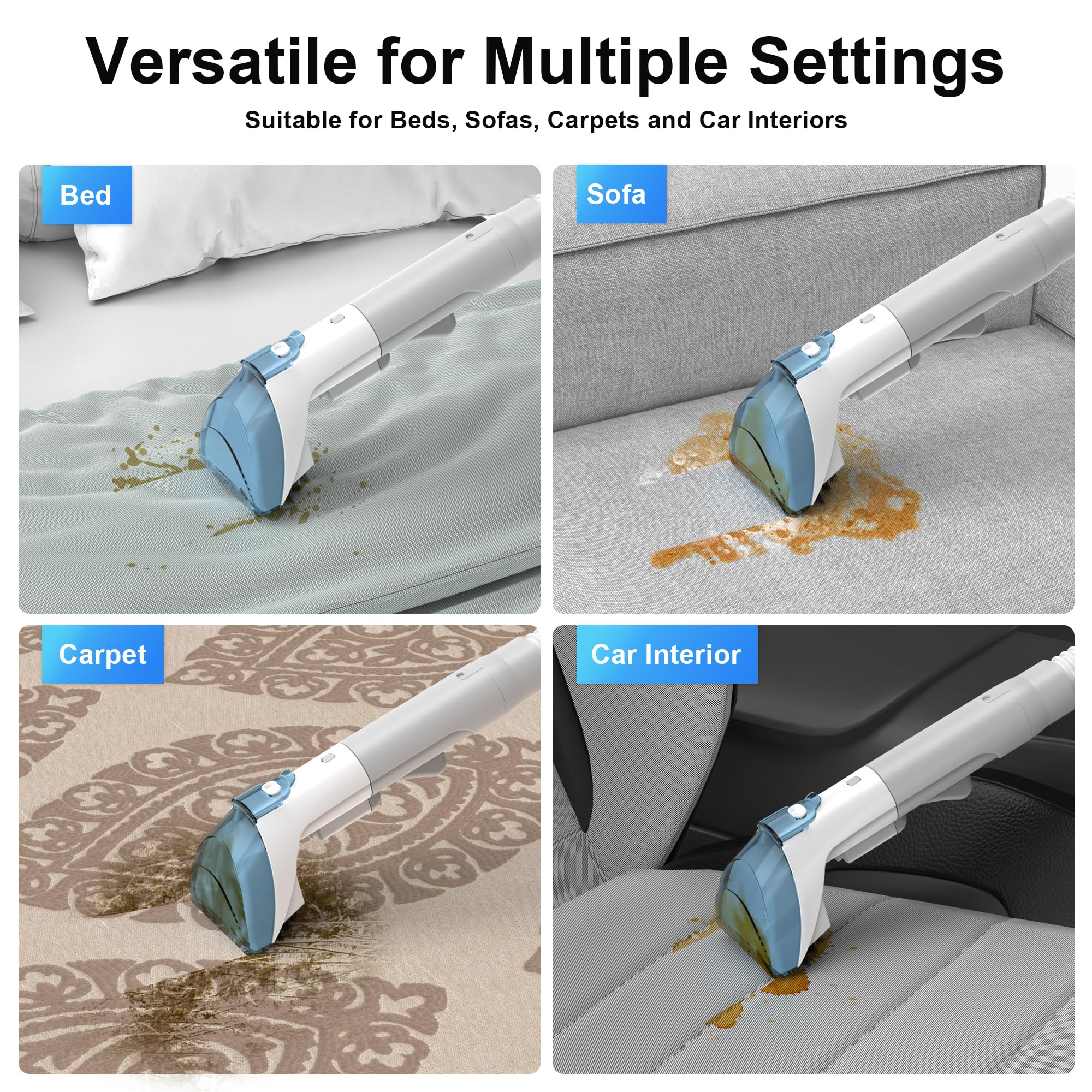 Rivenara car-seat cleaning attachment targets vehicle interiors for quick refresh