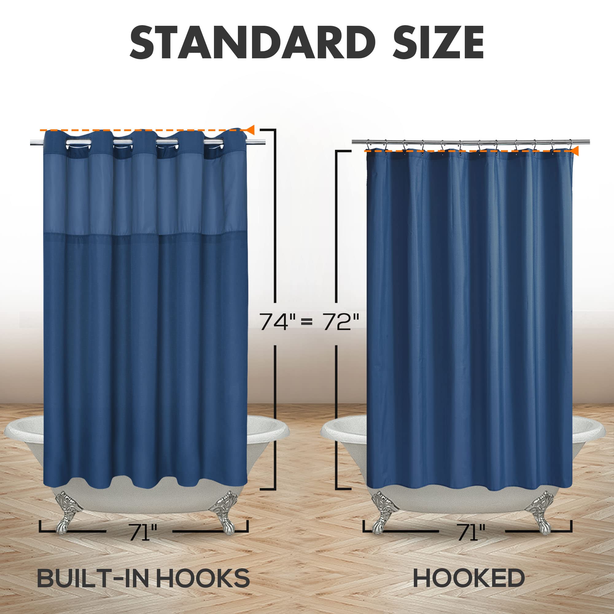 River Dream 71x74 curtain fits standard shower spaces for full coverage