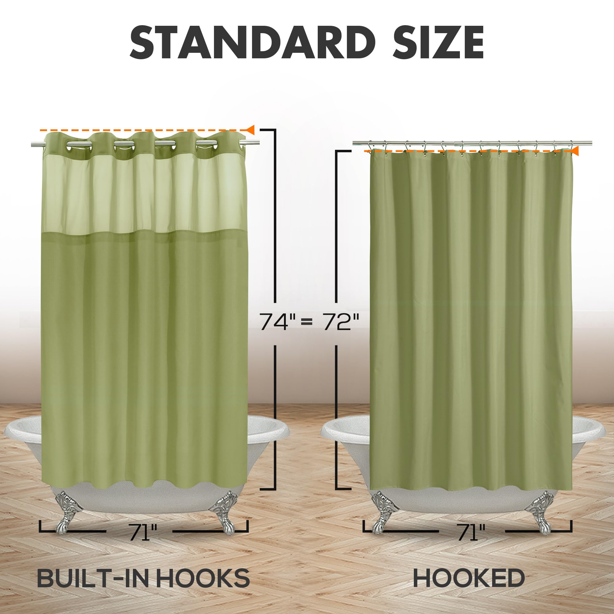 River Dream 71x74 curtain fits standard showers.