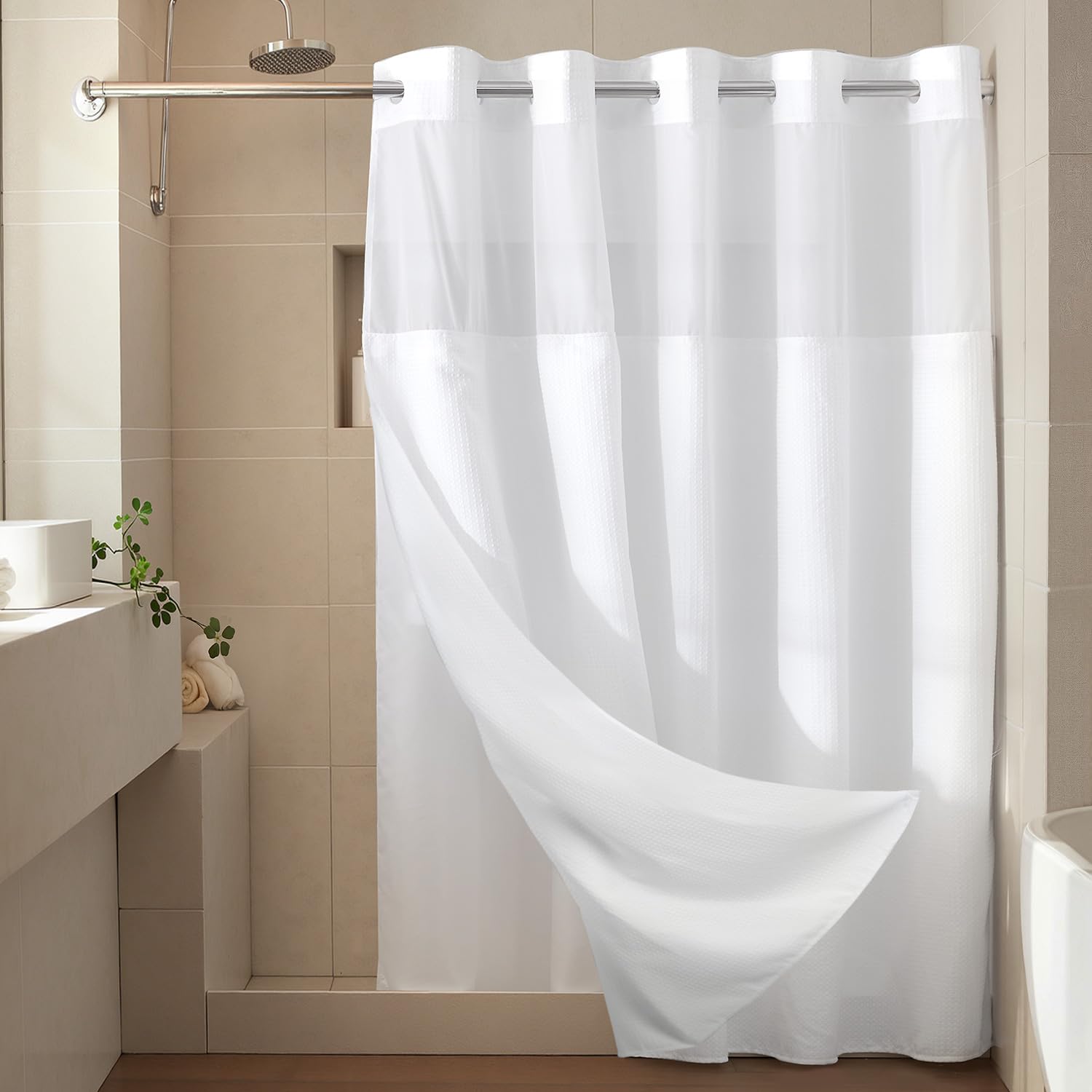 River Dream bathroom setup demonstrates a spa-like, easy-to-maintain shower ensemble