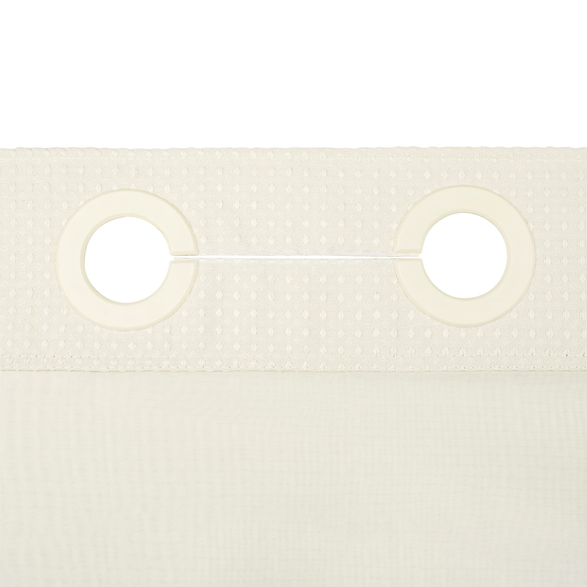 River Dream cream shower curtain includes liner for versatile bath setups