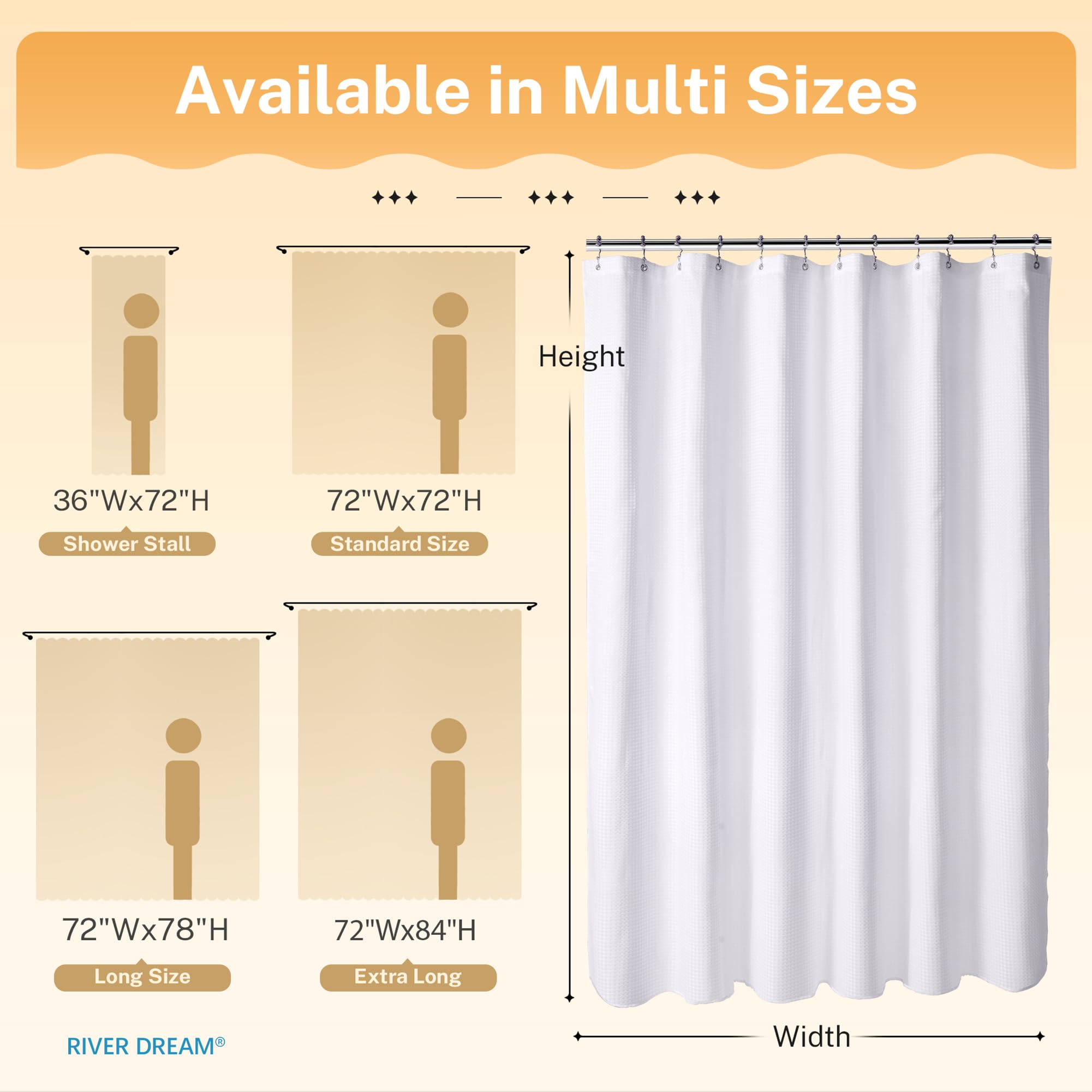 River Dream easy-clean curtain liner duo supports quick maintenance.