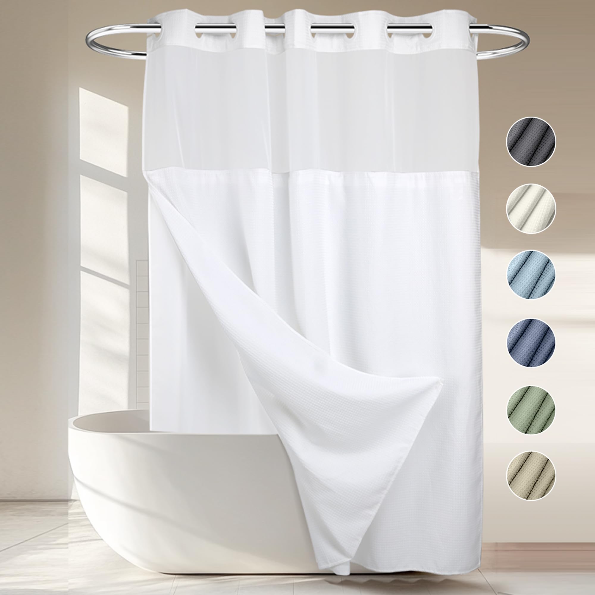 River Dream heavyweight shower curtain 71x74 with dotted waffle weave for premium privacy