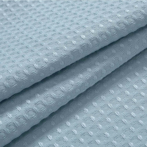 River Dream hotel-grade blue fabric shower curtain for spa-like elegance.