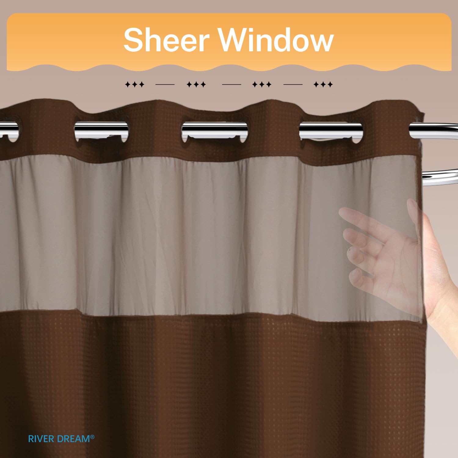 River Dream hotel-grade fabric shower curtain feels premium and durable