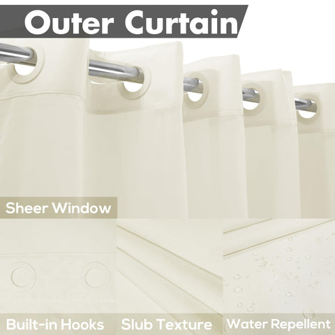 River Dream hotel-style cream curtain highlights built-in grommets for effortless setup