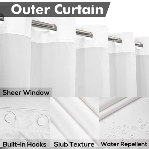 River Dream hotel-style curtain with built-in grommets for easy setup.