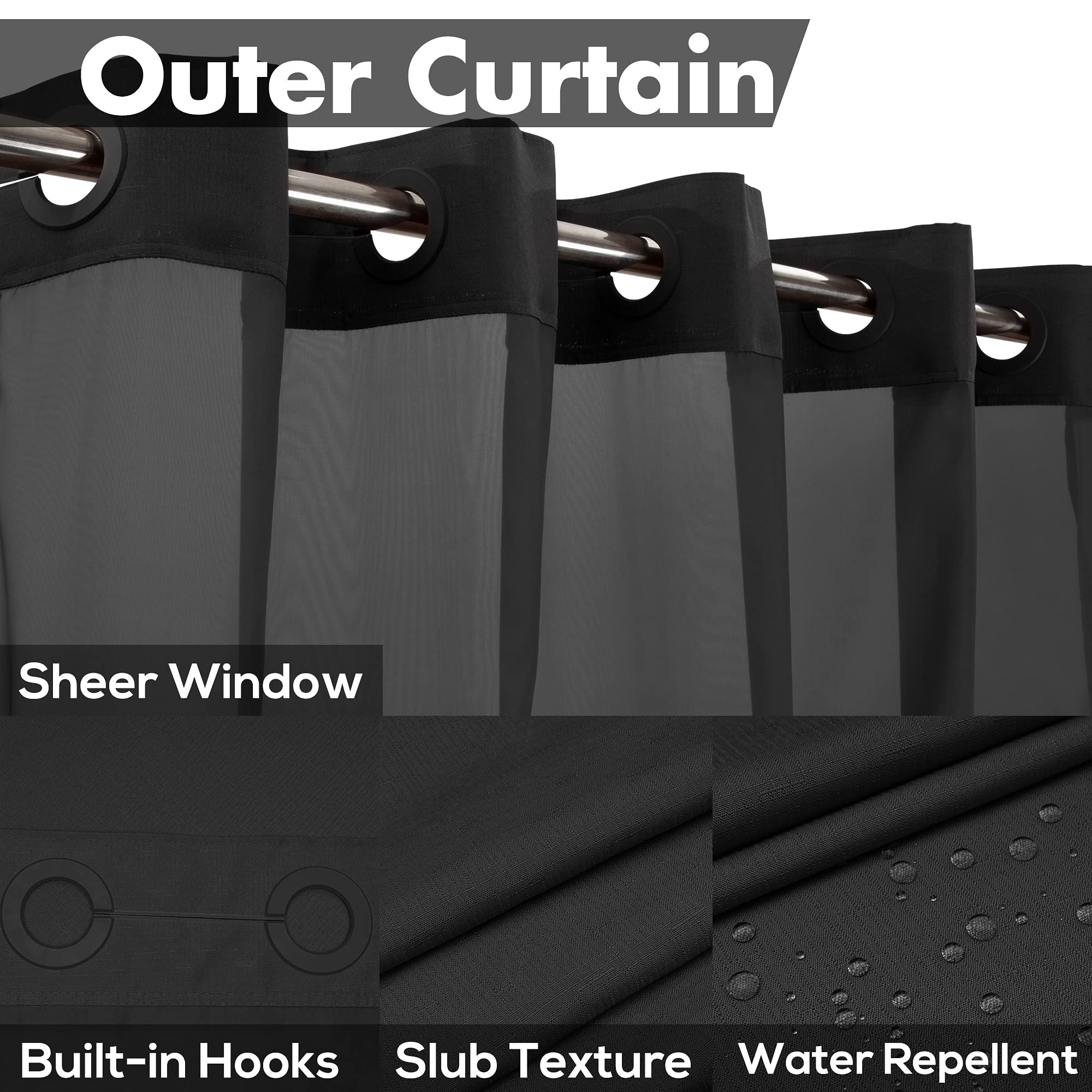 River Dream hotel-style curtain with built-in grommets for fast, tool-free hanging