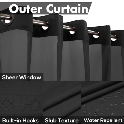 River Dream hotel-style curtain with built-in grommets for fast, tool-free hanging