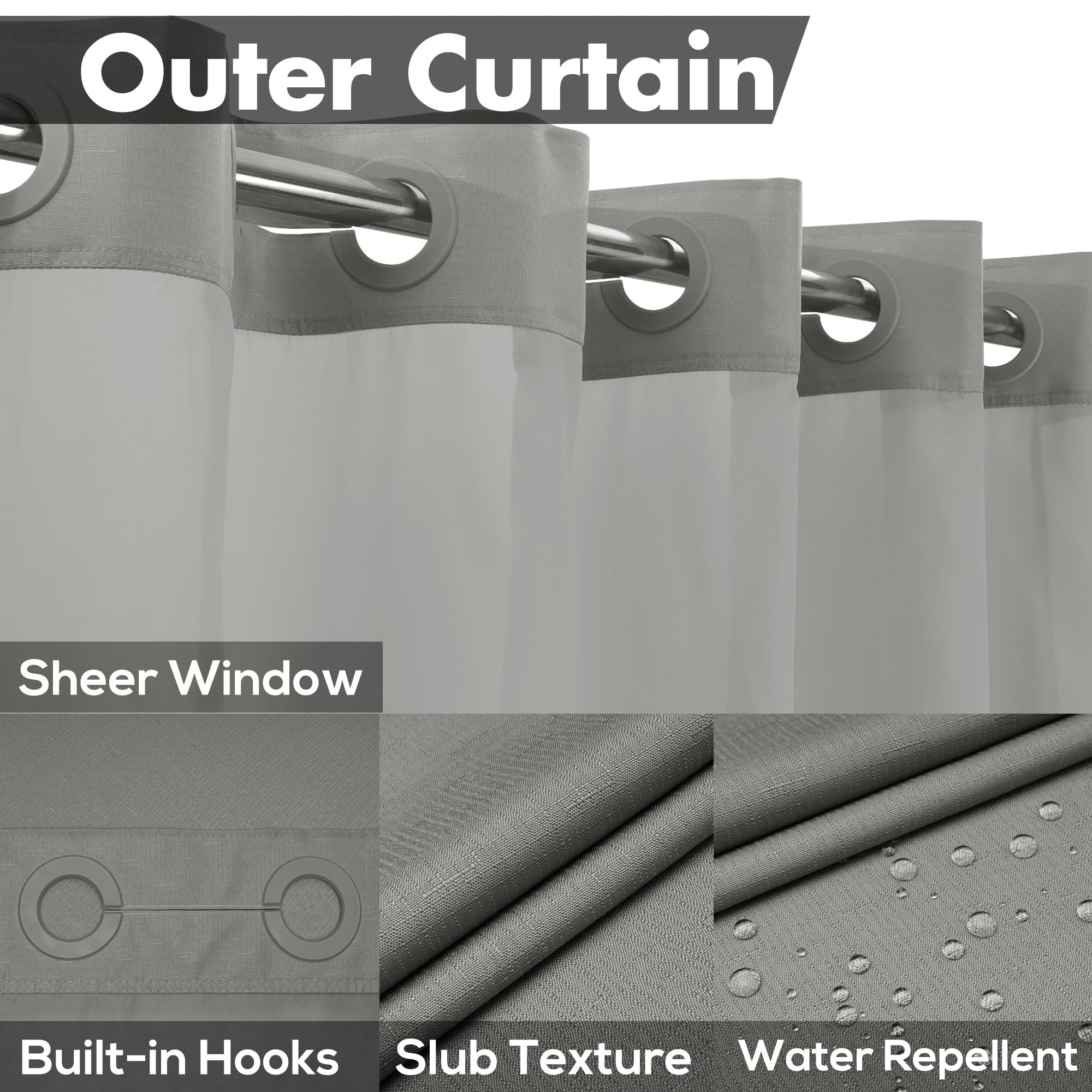 River Dream hotel-style curtain features a top window for light and privacy