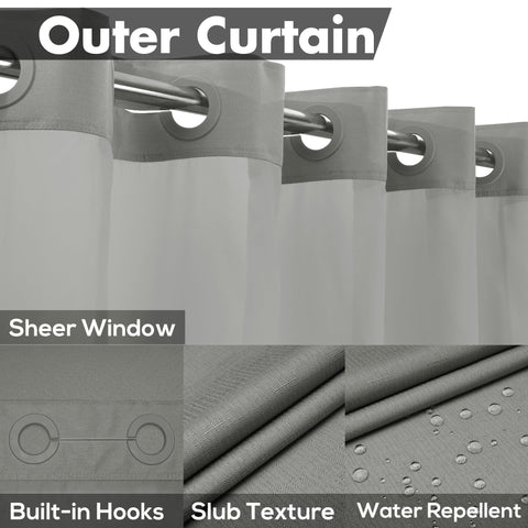 River Dream hotel-style curtain features a top window for light and privacy