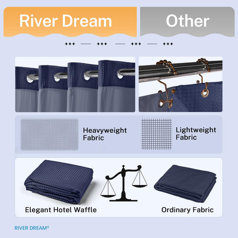 River Dream navy liner close-up highlighting durable stitching.
