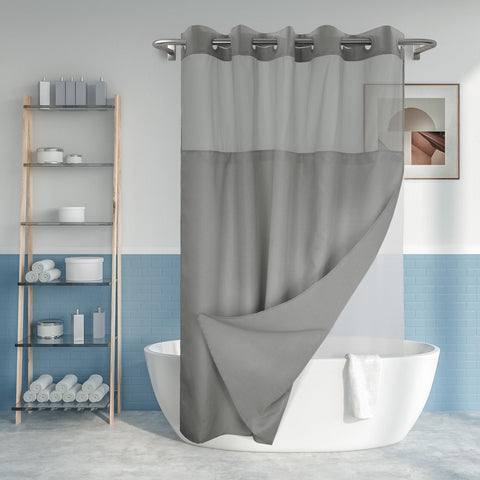 River Dream no-hook slub shower curtain with premium texture and easy installation