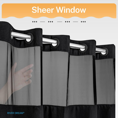 River Dream curtain features a clear top window for light and privacy