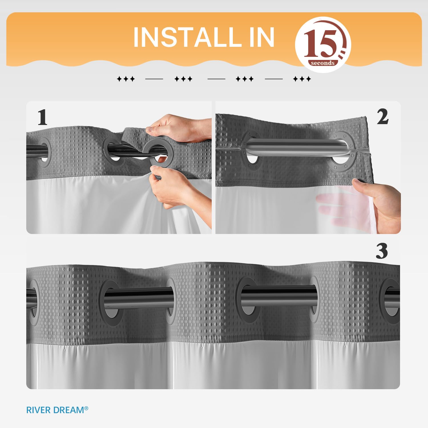 River Dream snap-in liner included for quick, secure setup