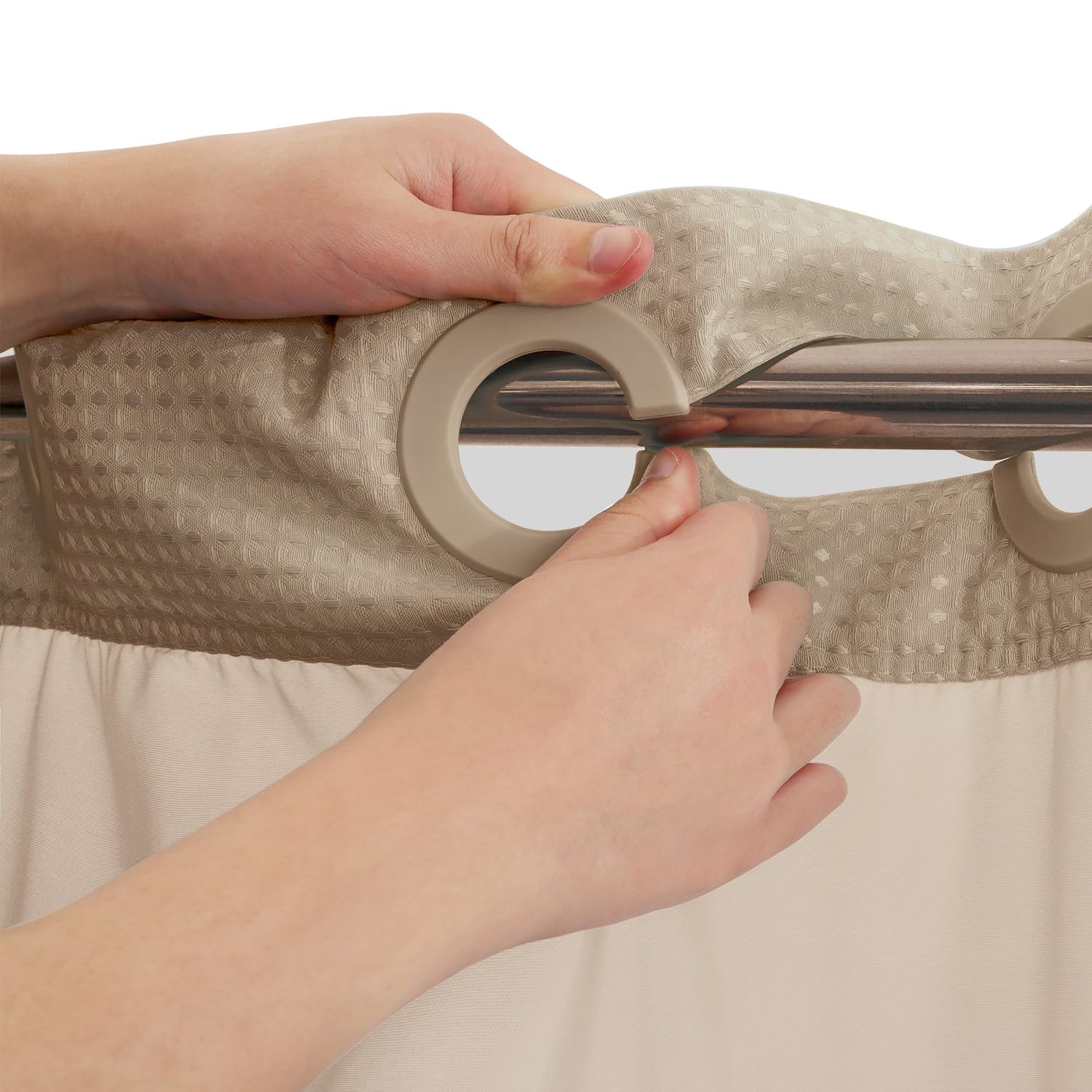River Dream split rings enable easy hanging without hooks.