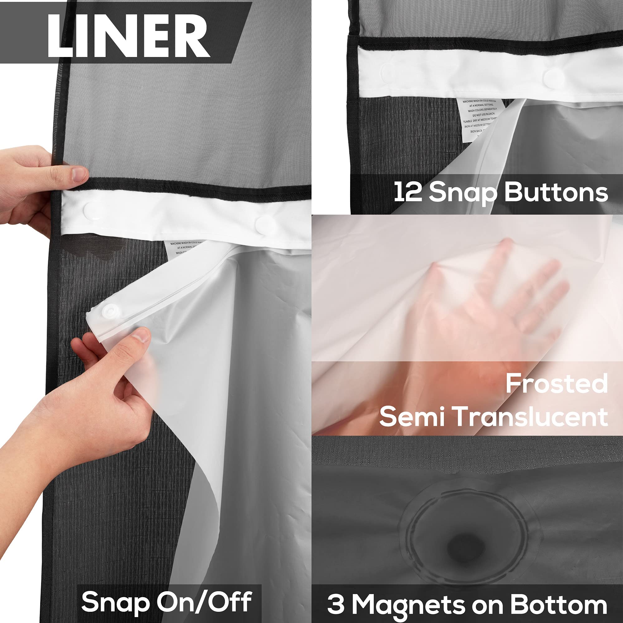 River Dream water-repellent fabric curtain stays drier and cleaner between uses
