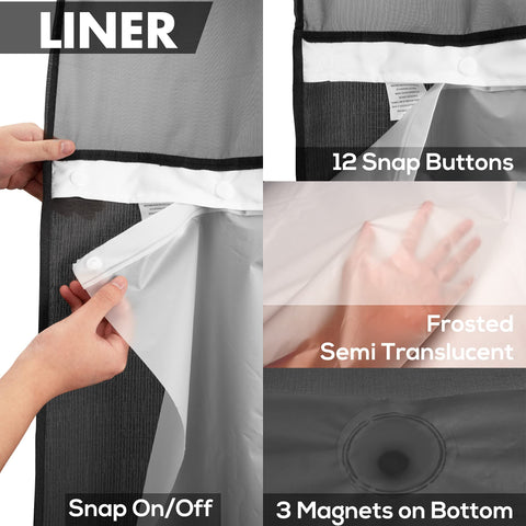 River Dream water-repellent fabric curtain stays drier and cleaner between uses