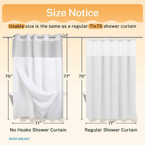 River Dream hotel-grade fabric with water-repellent finish for cleaner showers.
