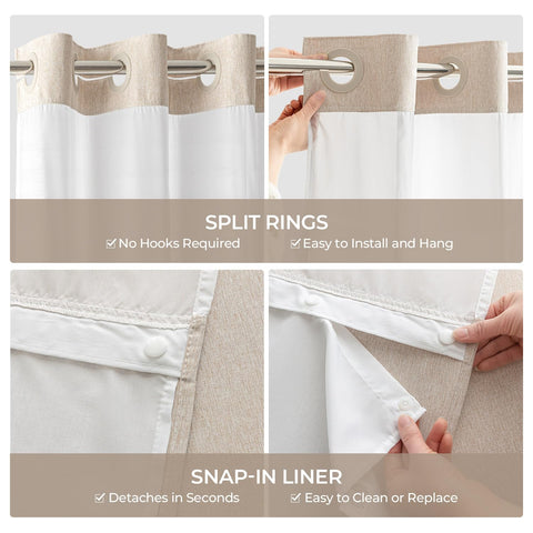 River Dream water-repellent finish helps keep bathroom walls dry.