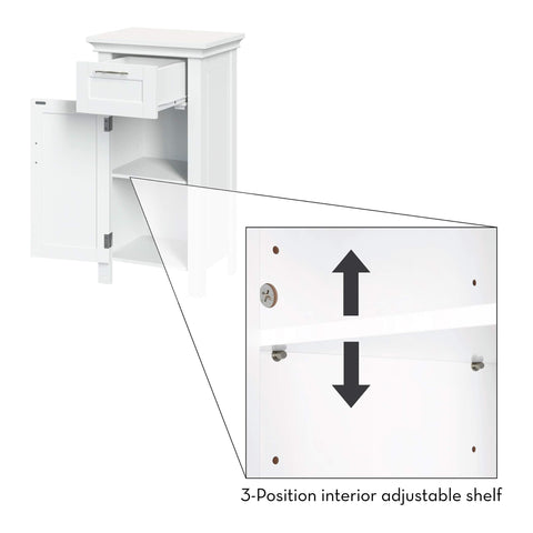 Adjustable inner shelf behind RiverRidge Somerset door.