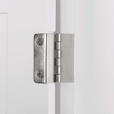 Inset doors with satin handles on RiverRidge Somerset cabinet for modern style.