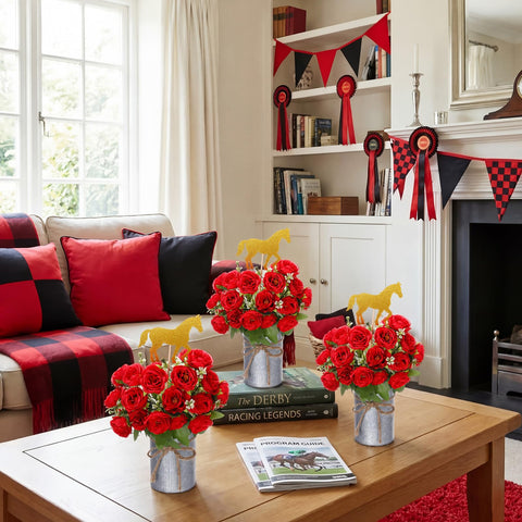 Rivvlive Derby Day table decor set on a festive surface