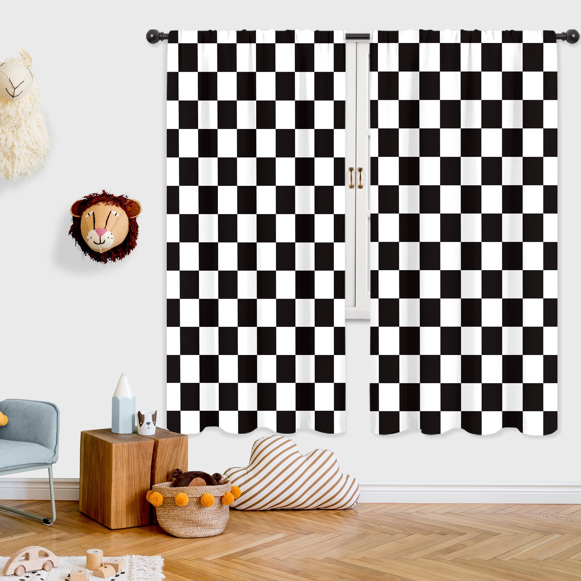 Riyidecor boys' room curtains with retro vibe and airy drape.