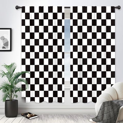 Riyidecor checkered curtains in black and white for teen rooms and privacy.