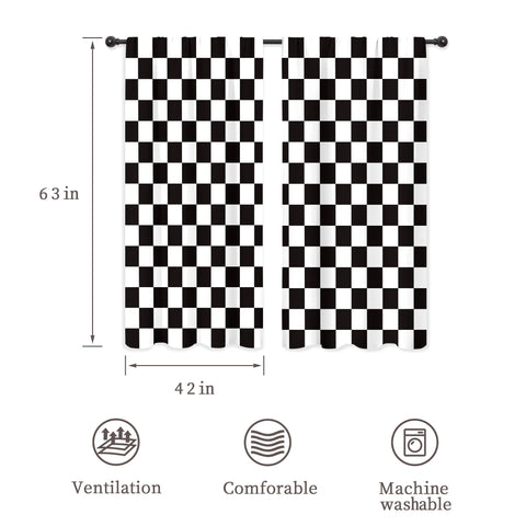 Riyidecor race car flag pattern curtains add playful flair and light control.