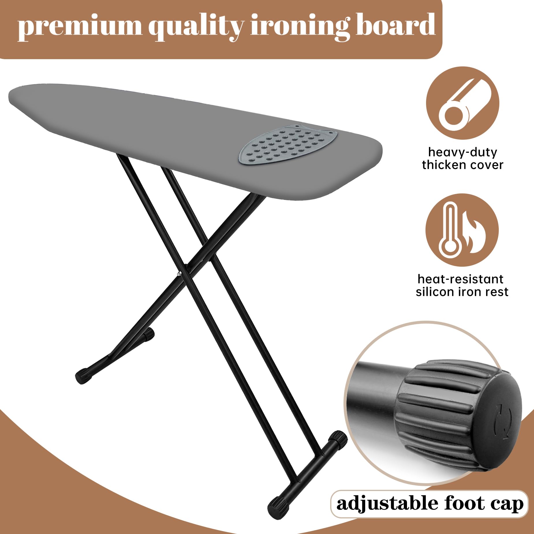 RIZTAIK ironing board grey finish adds modern touch to laundry room