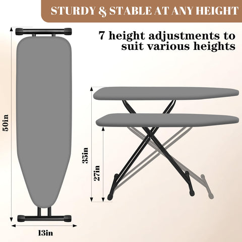 RIZTAIK ironing board grey metal construction provides sturdy support during tasks
