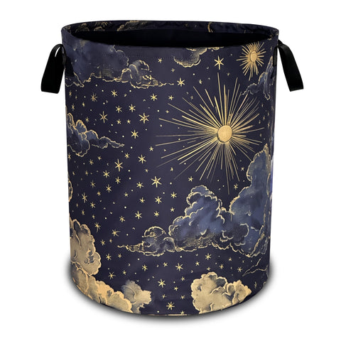 RKYAFFERISMA Sun Stars Moon laundry basket in a kid's room for easy organization