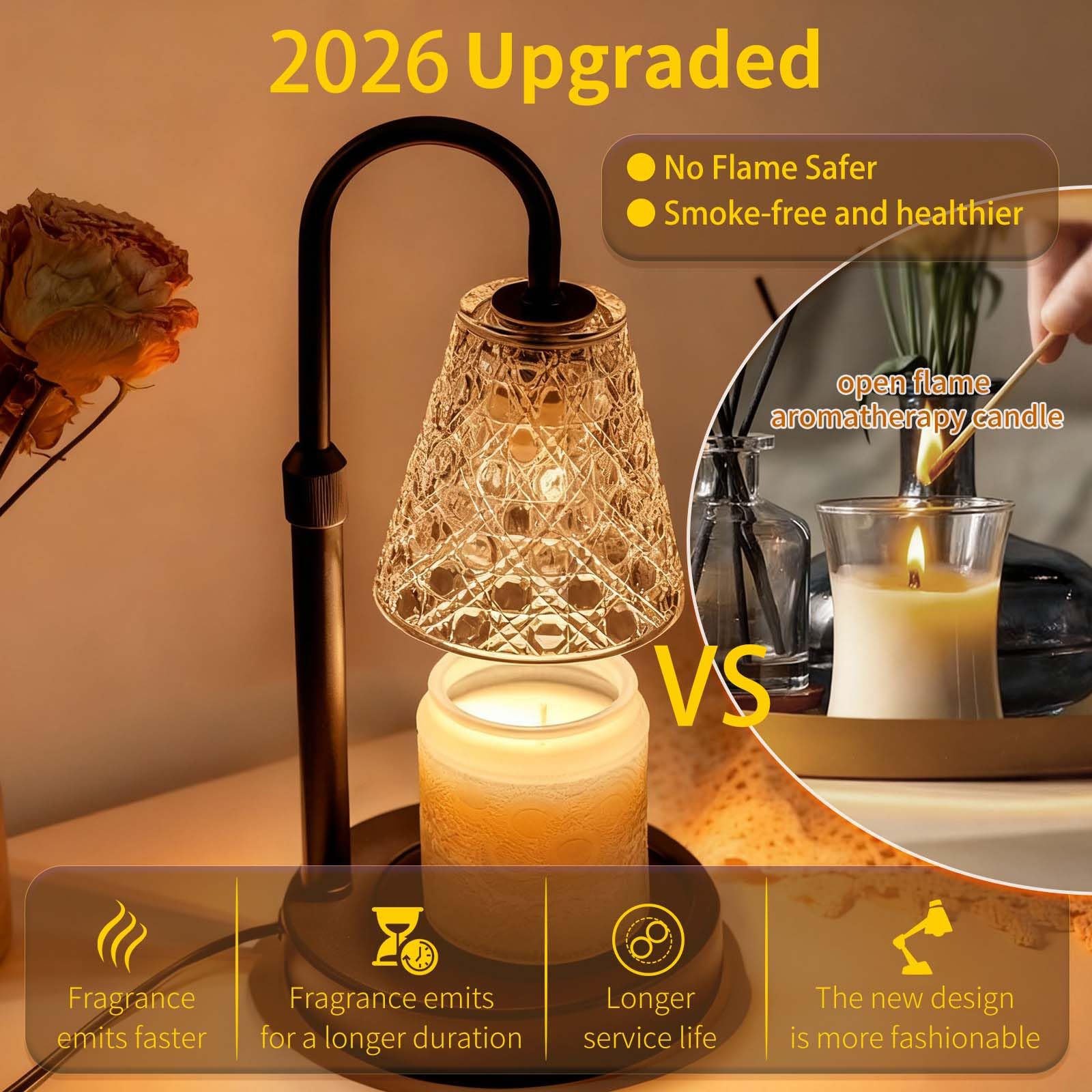 RMFSH Candle Warmer Lamp dimmer knob enables personalized warmth settings.