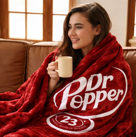 RMKA Dr Pepper blanket folded display highlighting compact size