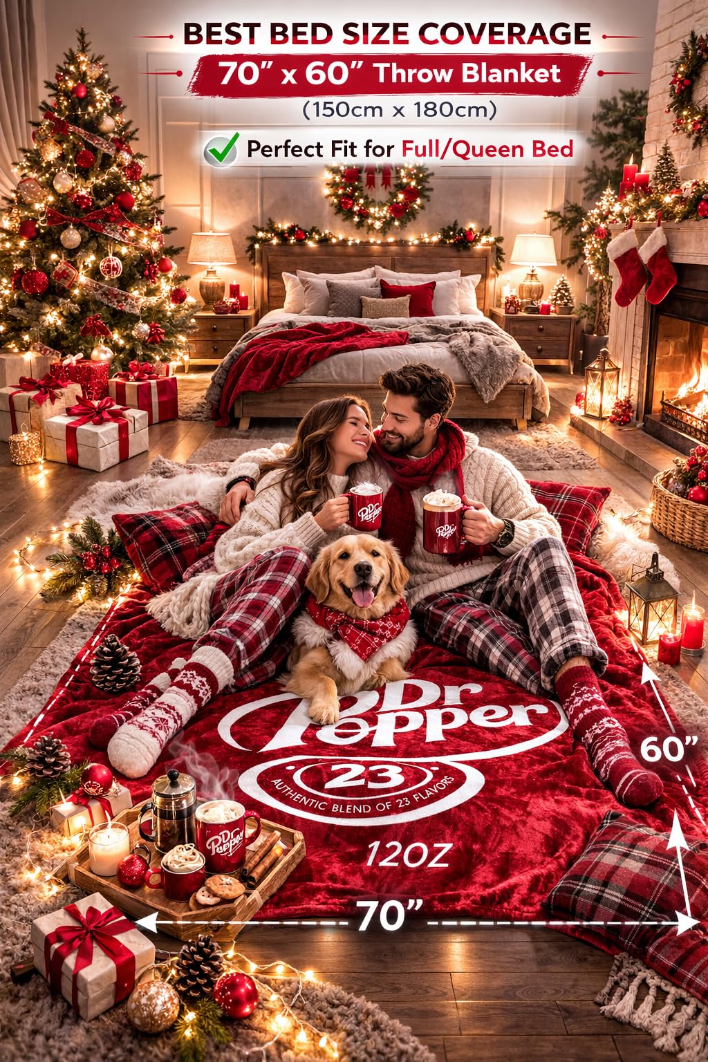 RMKA Dr Pepper blanket in car setup for on-the-go warmth
