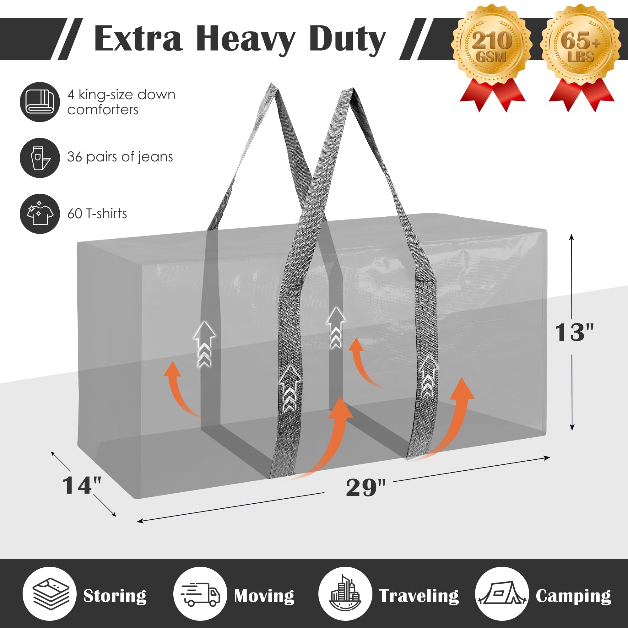 RMOHRO 93L capacity bag holding bulky dorm items like bedding