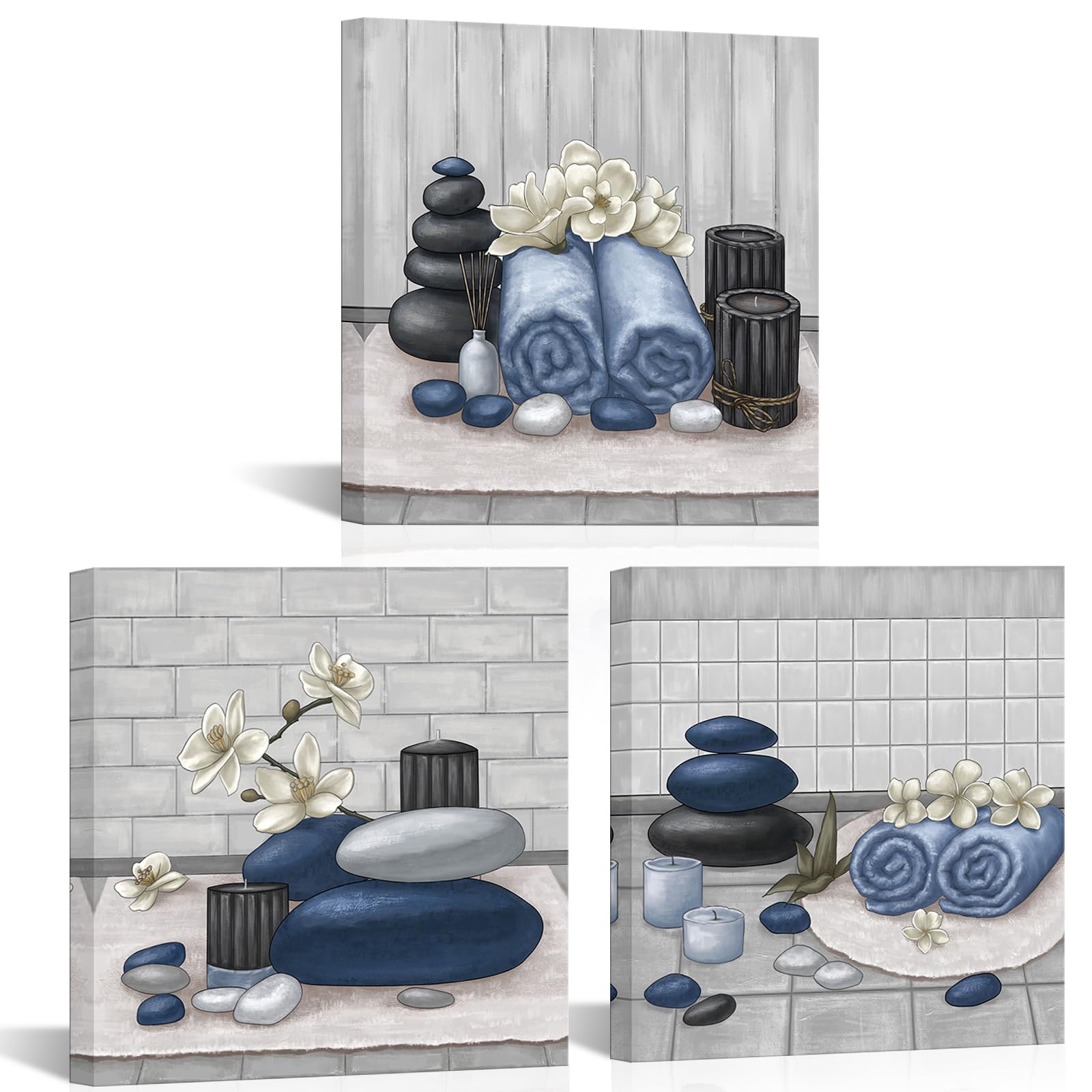 RnnJoile Zen Stone Orchid spa canvas wall art for bathroom serenity