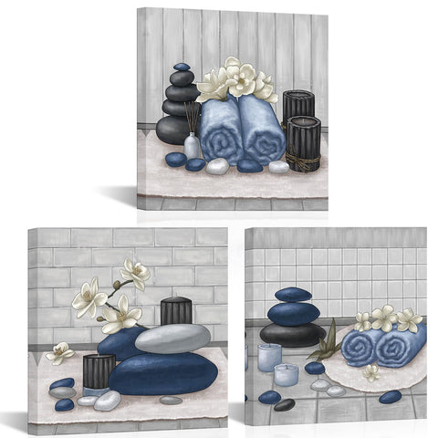 RnnJoile Zen Stone Orchid spa canvas wall art for bathroom serenity