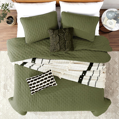 ROARINGWILD olive green cloud pillow sham detail and cozy feel