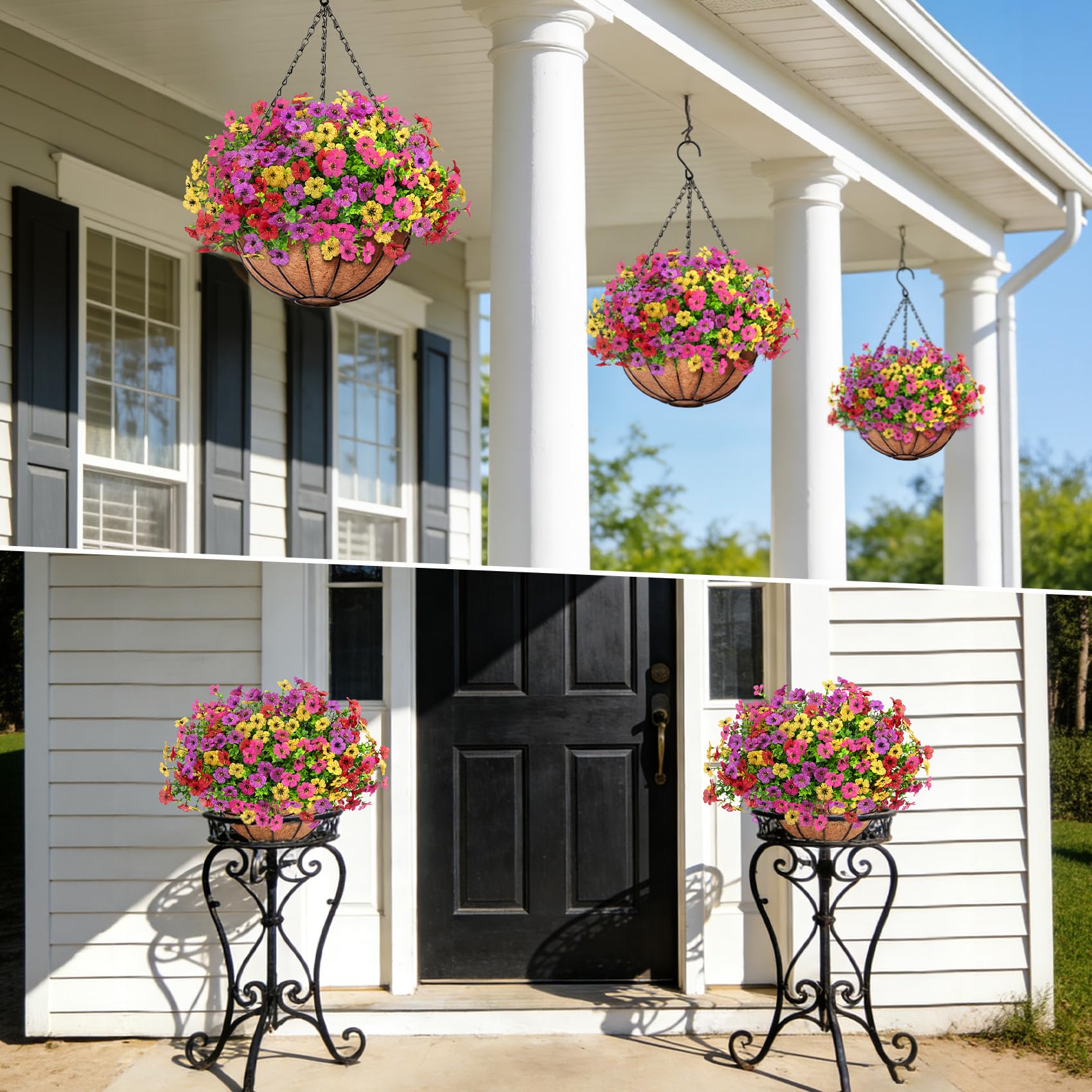 Roberly outdoor-decor hanging flowers brighten patios with a natural look