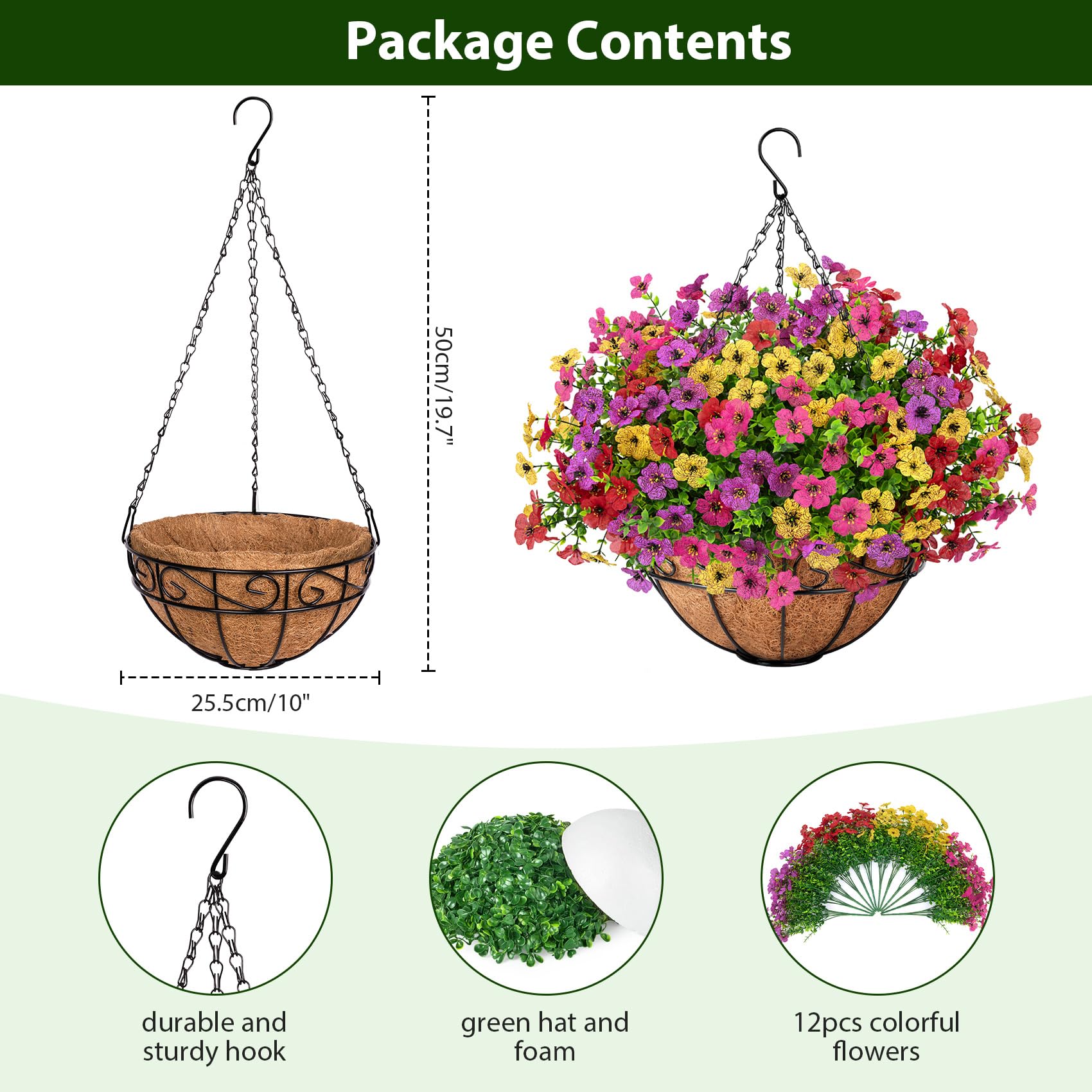 Roberly silk-hanging-plants outdoor set adds vibrant, maintenance-free decor to porches