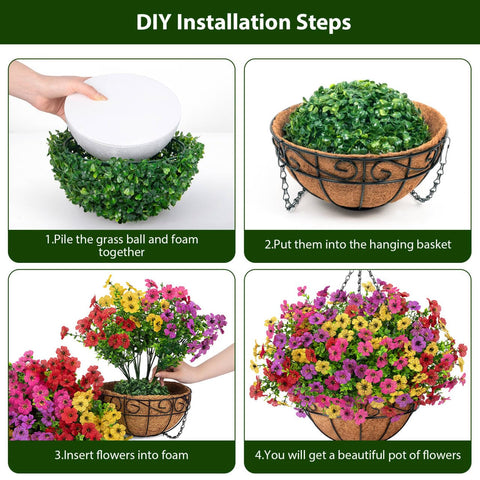 Roberly UV-resistant flowers in basket offer seasonal charm with minimal upkeep