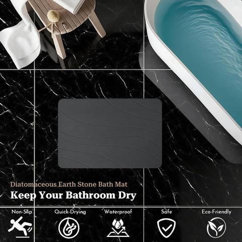 Robinuspc stone bath mat features a non-slip base for stable placement.