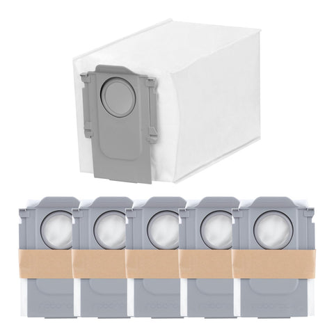 roborock six-pack dust bags in packaging showing full compatibility range