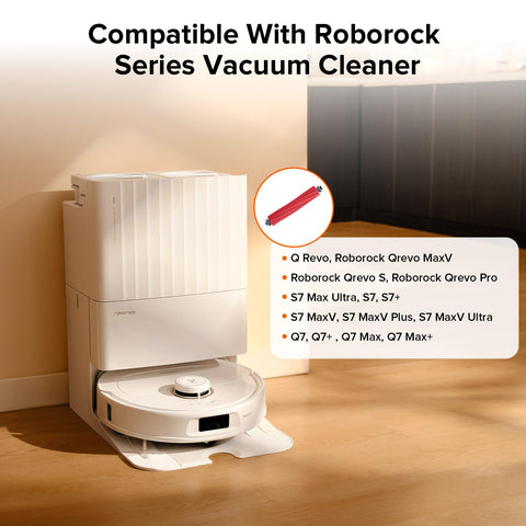 Roborock main brush anti-tangle design reduces hair buildup.