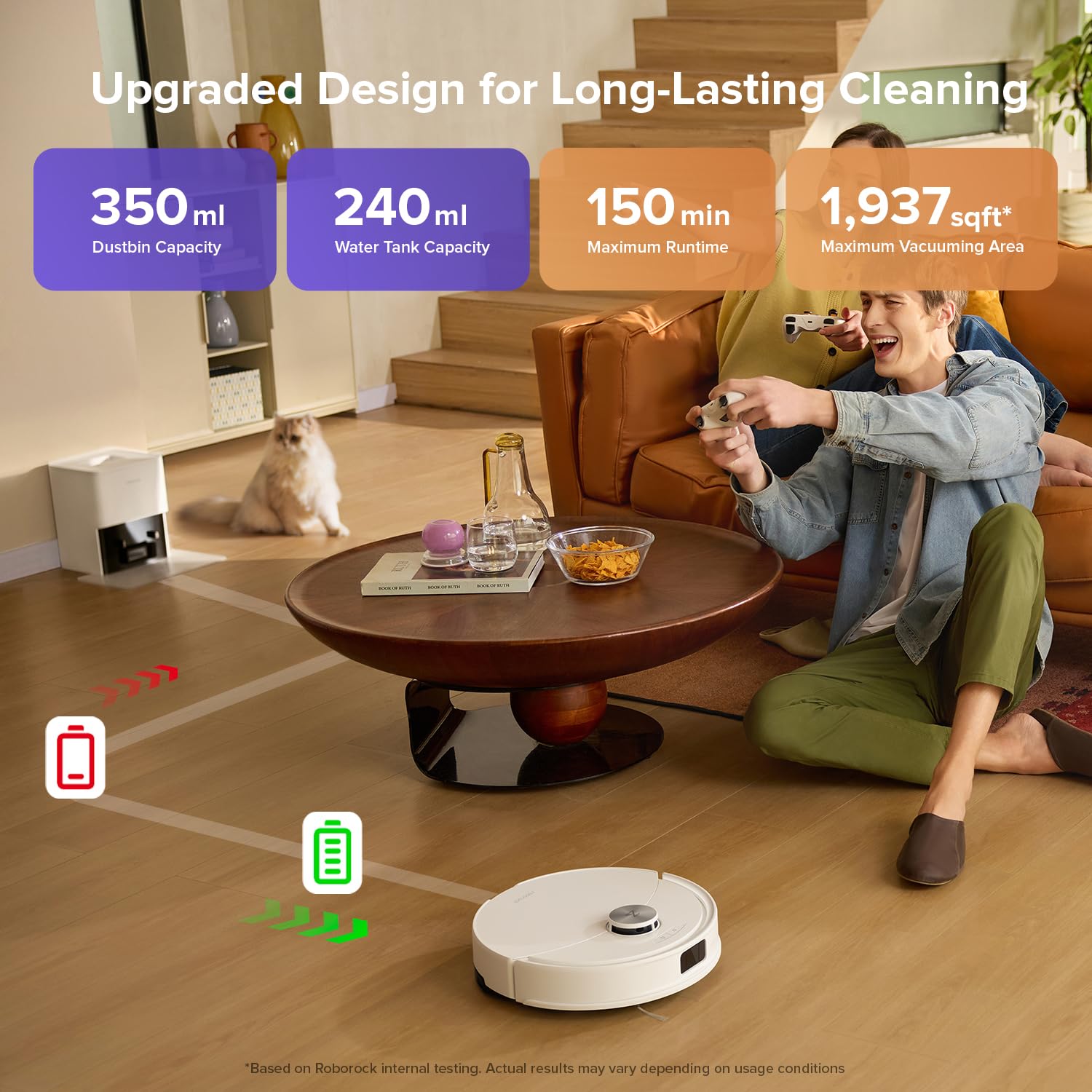 Roborock Q10 S5+ 2.4G WiFi connectivity enables quick app pairing.